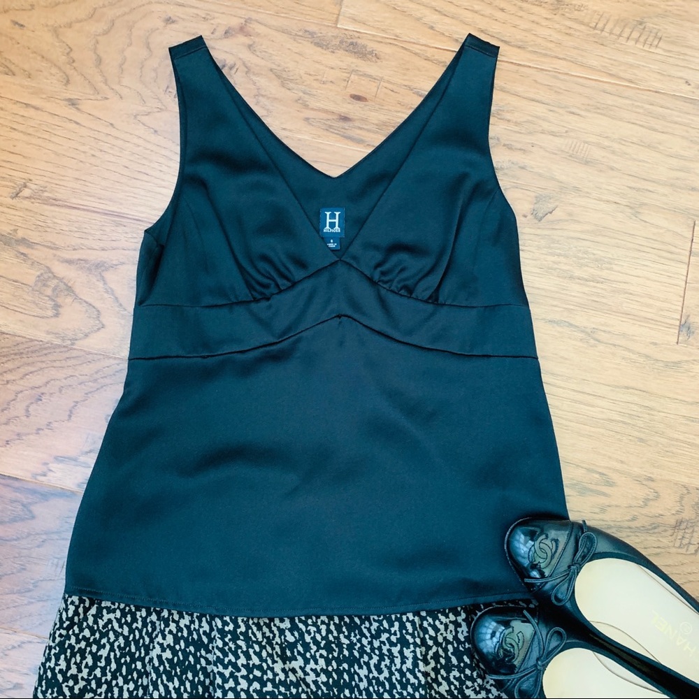 H Hilfiger 100% Silk Black Camisole V-neck Tank